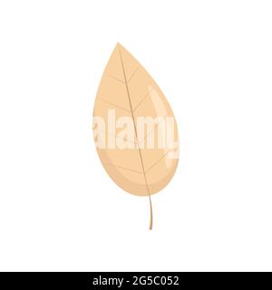 Gelb gefallenes Blatt im flachen Stil, Herbstblätter, Vektorobjekt im flachen Stil. Isolieren Stock Vektor