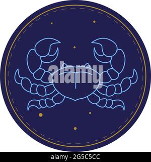 Krebs astrologisches Zeichen, Horoskop Symbol Vektor Stock Vektor