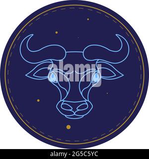 Stier astrologisches Zeichen, Horoskop Symbol des Stiers Stock Vektor