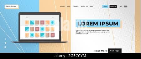 Moderner Laptop mit farbigem Bildschirm realistische Mockup Gadgets und Geräte Konzept Kopierer Platz Stock Vektor