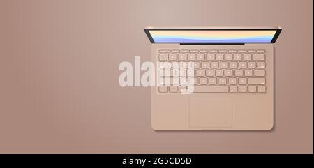 Moderner Laptop mit Tastatur und farbigem Bildschirm realistisches Modell Gadgets und Geräte Konzept Stock Vektor