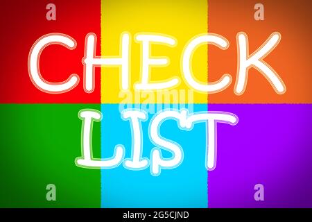 Checkliste Konzepttext im Hintergrund Stockfoto
