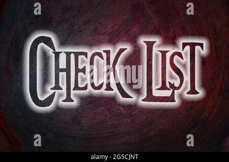 Checkliste Konzepttext im Hintergrund Stockfoto