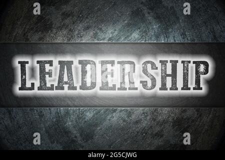 Text des Führungskonzepts auf dem Hintergrund Stockfoto