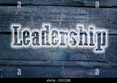 Text des Führungskonzepts auf dem Hintergrund Stockfoto