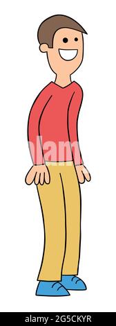 Cartoon stehende Mann warten, Vektor-Illustration. Farbige und schwarze Umrisse. Stock Vektor