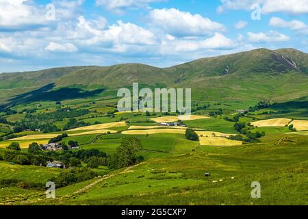 Einige der Howgill Fells von Firbank aus fielen an einem sonnigen Sommertag im Juni in Cumbria Stockfoto