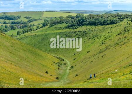 Brighton, Großbritannien. 26. Juni 2021: Spaziergang über den Devil's Dyke, in der Nähe von Brighton, im South Downs National Park. Kredit: Andrew Hasson/Alamy Live Nachrichten Stockfoto