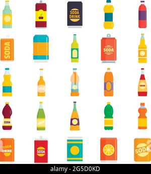 Soda-Symbole setzen flachen Vektor isoliert Stock Vektor
