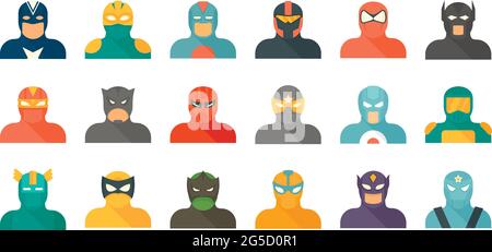 Superhelden-Symbole setzen flache Vektor isoliert Stock Vektor