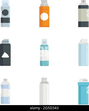 Rasierschaum-Symbole setzen flachen Vektor isoliert Stock Vektor