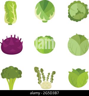 Kohl-Symbole setzen flachen Vektor isoliert Stock Vektor