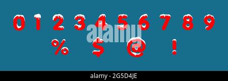 Blau verschneite Zahlen, Winter-Schrift. vektor-Illustration Stock Vektor