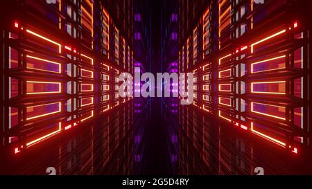 Leuchtender futuristischer Tunnel als 4K UHD 3d-Illustration Stockfoto