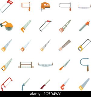 Sägesymbole setzen flachen Vektor isoliert Stock Vektor