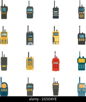 Walkie-Talkie-Symbole setzen einen flachen Vektor isoliert Stock Vektor