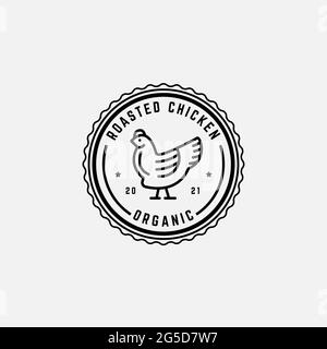 Bio gebratenes Hähnchenfleisch Logo Abzeichen Inspiration, am besten für Linie Art Bio-Lebensmittel Logo Vektor Stock Vektor
