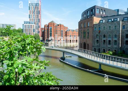 Burgbrücke Fußgängerbrücke über den Fluss Avon, Bristol, Großbritannien Stockfoto