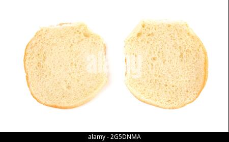 Hamburger Bun auf weißem Hintergrund Stockfoto