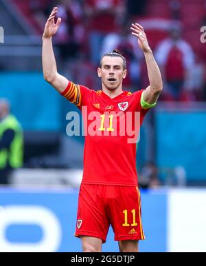 Gareth Bale aus Wales scheint während der UEFA Euro 2020-Runde mit 16 in der Johan Cruijff Arena in Amsterdam, Niederlande, frustriert zu sein. Bilddatum: Samstag, 26. Juni 2021. Stockfoto