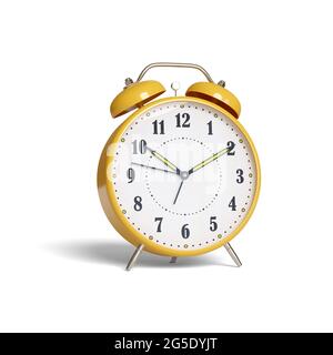 Wecker auf weißem Hintergrund isoliert. 3d-Illustration. Stockfoto