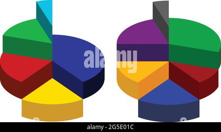 Mehrfarbige Kreisdiagrammsymbole, Vektorsymbole des Kreisdiagramms, bearbeitbares Kreisdiagramm Stock Vektor