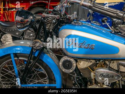 Bukarest, Rumänien - 05.14.2021: Indianermodell 741 Scout aus dem Jahr 1943 in der Sammlung Tiriac Stockfoto