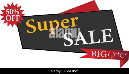 Super Sale Banner, Big Sale Angebot Banner, 50% Rabatt Sale Banner, Vektor-Symbol Illustration Symbol des Super Sale. Stock Vektor
