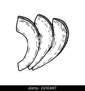 Handgezeichnete Avocado-Scheiben isoliert auf weißem Hintergrund. Vektorgrafik im Skizzenstil Stock Vektor