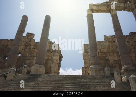 Baalbek ruiniert das Beqaa-Tal im Libanon Stockfoto