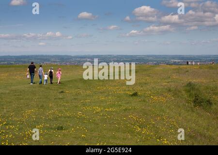 Das White Horse Iron Age Hill Fort, Bratton, Westbury, Wiltshire, England Stockfoto