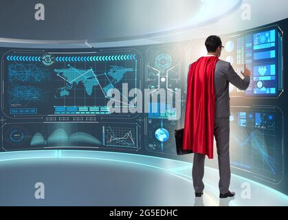 Der Superheld im Datenmanagement-Konzept Stockfoto