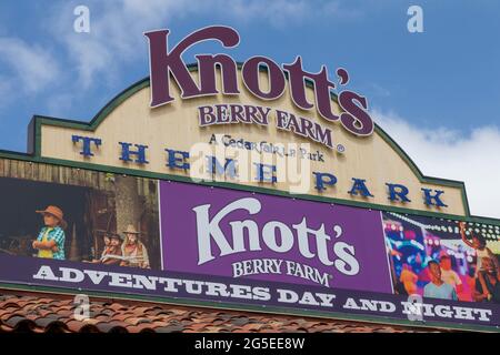 Eintritt zur Knott's Berry Farm in Südkalifornien. Stockfoto