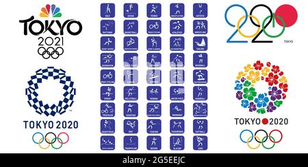 Vector Set Piktogramme Sommer olympische Spiele. Stock Vektor