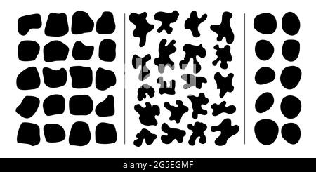 Drei Sätze von abstrakten Blob-Formen. Handgezeichnete grafische Elemente für verschiedene grafische Zwecke, z. B. Muster, isoliert auf weißem Hintergrund. EPS8-Vektor Stock Vektor