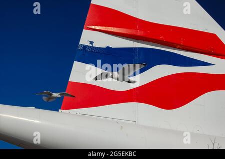 British Airways Concorde Registrierung: G-BOAD, ausgestellt im Intrepid Sea, Air and Space Museum in New York City. Stockfoto