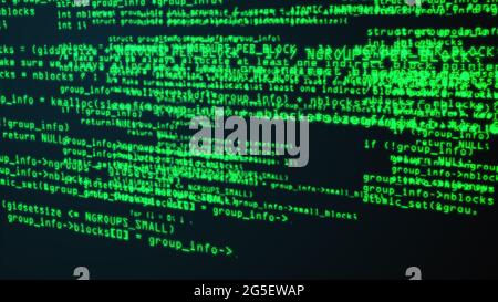 Programmiercode über das Computerbildschirmterminal, computergeneriert Stockfoto