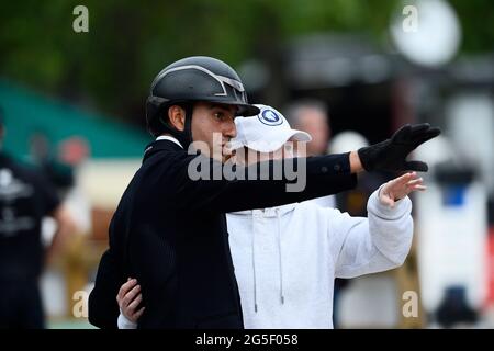 Sameh EL DAHAN (EGY) mit WKD AIMEZ MOI, Longines Global Champions Tour, großer Preis von Paris beim Longines Paris Eiffel Jumping 2021, Longines Global Champions Tour Equestrian CSI 5 am 26. Juni 2021 im Champs de Mars in Paris, Frankreich - Foto Christophe Bricot / DPPI Stockfoto