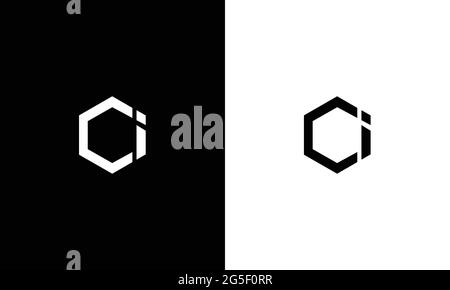 Abstrakter Anfangsbuchstabe CI OI. Vektor-Buchstaben-Logo mit weißen und schwarzen Farben. Stock Vektor