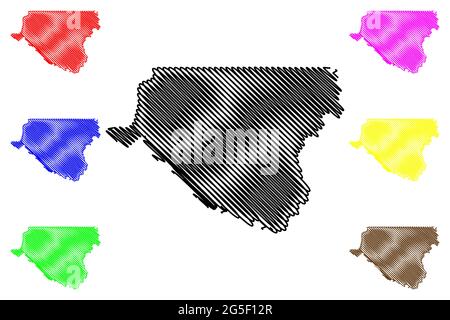 Wetzel County, State of West Virginia (U.S. County, United States of America, USA, U.S., US) Kartenvektordarstellung, Skizze Wetzel Karte Stock Vektor