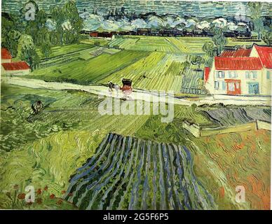 Vincent Van Gogh - Landschaft mit Kutschenzug 1890 Stockfoto