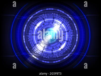 Blaues Neon. Abstrakter Hi-Tech-Hintergrund. Futuristische Oberfläche. Virtual-Reality-Technologie-Bildschirm Stock Vektor