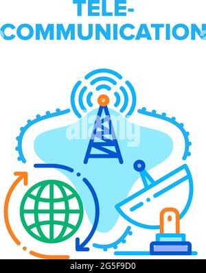 Telekommunikationstechnologie Vektor Konzept Farbe Stock Vektor