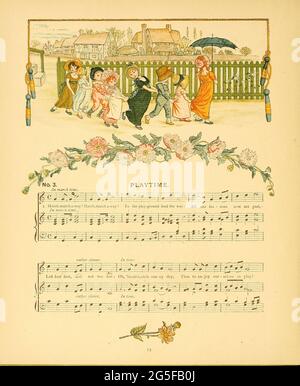 Ein Tag im Leben eines Kindes, illustriert von Kate Greenaway. Musik von Myles Birket Foster, veröffentlicht in London und New York von George Routledge and Sons im Jahr 1881 Stockfoto