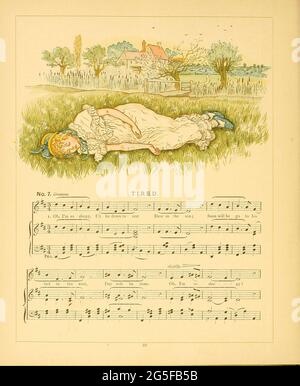 Ein Tag im Leben eines Kindes, illustriert von Kate Greenaway. Musik von Myles Birket Foster, veröffentlicht in London und New York von George Routledge and Sons im Jahr 1881 Stockfoto