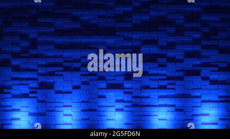 Backstein Wand Hintergrund, Neonlicht. 3D Abbildung Stockfoto