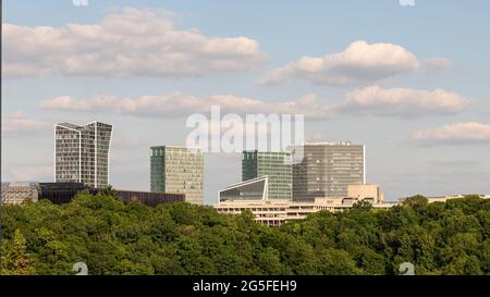 Das Kirchberg-Plateau, der vorherrschende Standort der Institutionen der Europäischen Union in Luxemburg Stockfoto