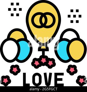 Hochzeitstag Luftballons Dekoration Farbe Symbol Vektor Illustration Stock Vektor