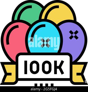 100k Party Feier Ballons Farbe Symbol Vektor Illustration Stock Vektor