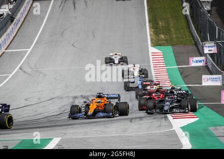 Spielberg, Autriche. Juni 2021. 03 RICCIARDO Daniel (aus), McLaren MCL35M, Aktion während der Formel 1 Grosser Preis der Steiermark 2021, 2021 großer Preis der Steiermark, 8. Lauf der FIA Formel 1 Weltmeisterschaft 2021 vom 25. Bis 27. Juni 2021 auf dem Red Bull Ring, in Spielberg, Österreich - Foto Florent Gooden/DPPI Quelle: DPPI Media/Alamy Live News Stockfoto